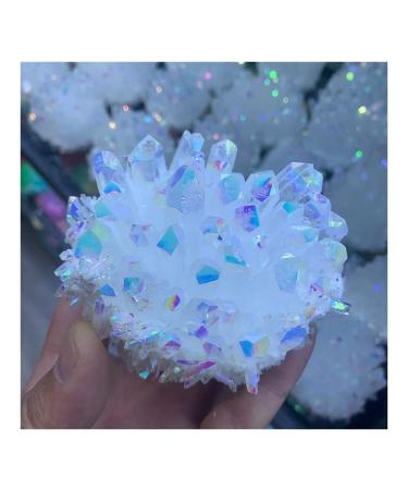 Natural Crystal Cluster Plated White Crystal Cluster Reiki Stone Crystal Tip House Decorative Specimens Crude Mine PEIQIYIN Stone Mineral Specimen 1pc