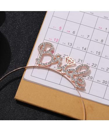 Rose Gold Bride Headband with Rhinestone Tiara | Bachelorette Party Hair Accessories - Buy Online on GoSupps.com