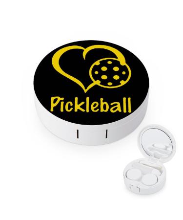 Heart Love Pickleball Round Case For Contact Lens Kit Storage Box with Mirror Printed