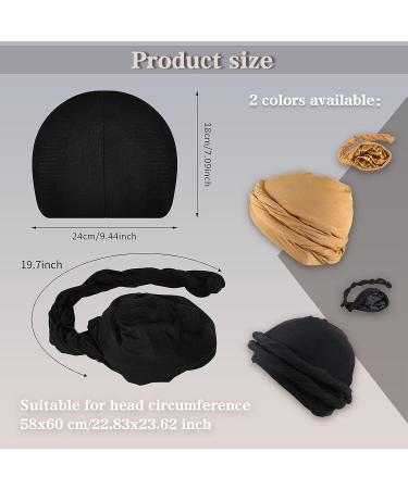 Yohou 2PCS Halo Turban for Men - Satin Lined Durag for Sleeping & Stylish Head Wraps - Black+Yellow - Buy Online on GoSupps.com