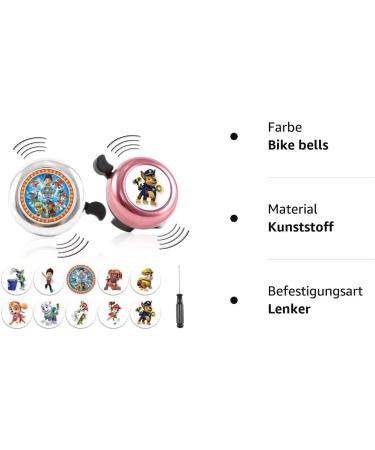 2 Pcs Children s Bicycle Bell - Unisex Bike Accessory for Boys & Girls with Paw Patrol Stickers & Screwdriver | International Shipping - Buy Online on GoSupps.com