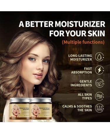 Wenrny Moisturize Tallow and Honey Balm 2 Pcs Honey Tallow Face Moisturizer for Skin Hydration Deeply Moisturizing and Fast Absorption Beef Tallows Moisturizer for Face Skin Care 100g/3.52 Oz - Buy Online on GoSupps.com