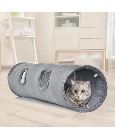 LeerKing Large Cat Tunnel 51 Collapsible Indoor/Outdoor Cat Play Tunnel - Grey - Buy Online on GoSupps.com