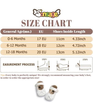 Sonsage Infant Baby Girls Bowknot Mary Jane Anti-Slip Princess Flats - White (0-6 Months) - Buy Online on GoSupps.com