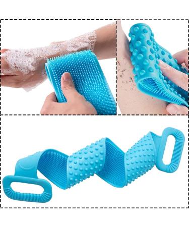 Voarge Back Brush & Scrubber - Silicone Double-Sided Shower Brush for Deep Clean & Massage | 76cm Blue - Ideal for All Skin Types - Buy Online on GoSupps.com