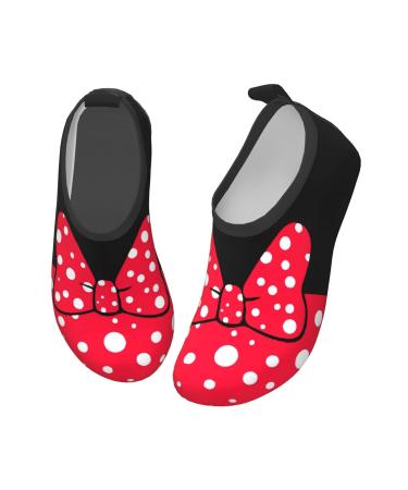 Fashion Kawaii Red Bow Polka Dot Water Shoes for Boys and Girls, Kid Quick Dry Non-Slip Water Skin Barefoot Sports Shoes Aqua Socks for Beach Swim Surf Yoga Exercise 11-12 Little Kid Red