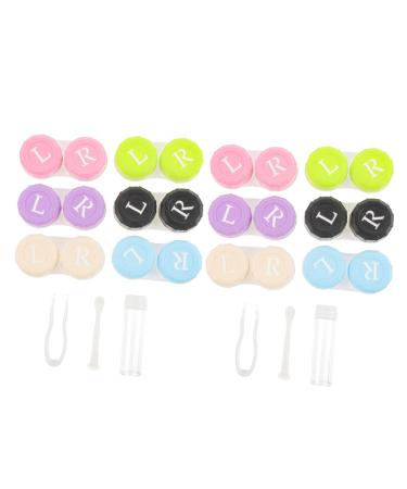 Solustrie 1 set 2 boxes contact lens tank portable glasses case contact lenses case creative glasses case portable glasses case care suite travel kit bracket plastic