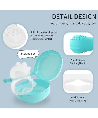 bybeleca Baby Teething Toy: Silicone Hand Teether for Infants 0-12 Months - Anti-Drop Dinosaur Chew Toy (Blue) with Case - Buy Online on GoSupps.com