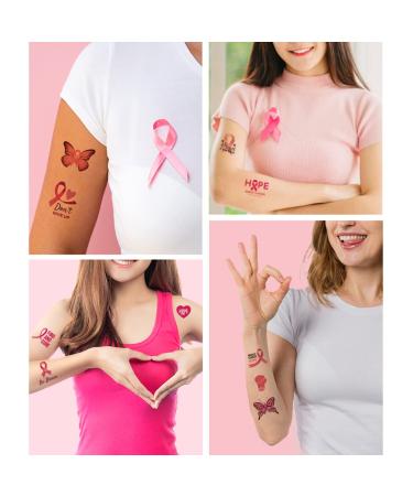 Pink Ribbon Temporary Tattoos - Breast Cancer Awareness Party Favor (8 Sheets) - Buy Online on GoSupps.com