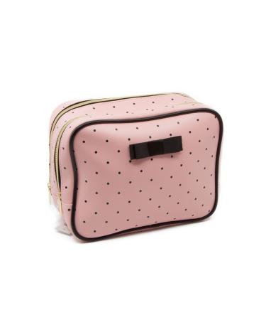 SANJO cosmetic bag faux leather double zipper 23 x 17.5 x 10 cm pastel pink
