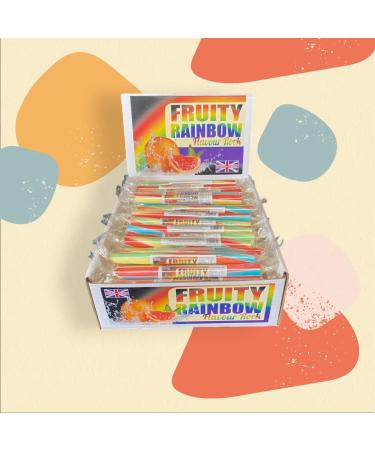 20 X Fruit Rainbow Rock Sticks Handmade Traditional Rainbow Classic Sweets Retro Seaside Gift Wholesale Confectionery - Buy Online on GoSupps.com