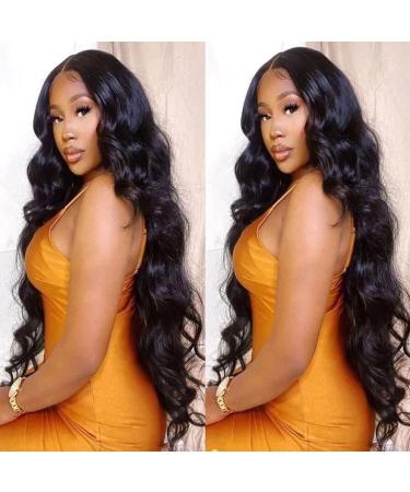 Bele 13x6 Transparent Lace Front Wigs Body Wave Human Hair 180% Density HD Lace Front Wigs Brazilian Virgin Huamn Hair for Black Women Natural Color Pre Plucked with Baby Hair 24inch 24 inch 13x6 BW Wig 180% Density
