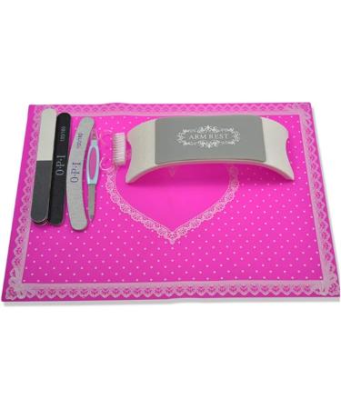 1Sets Comfortable Nail Art Pillow Hand Holder Cushion Plastic & Silicone Cushion Nail Arm Rest+Nail Brush+Manicure File SANC288 - (Color: Hot Pink) - Buy Online on GoSupps.com