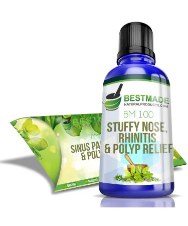 Best Made Natural Products Stuffy Nose Rhinitis & Polyps Relief Helps with Sinus Pain Congestion Runny Nose and Seasonal Allergies Helps to Reduce Polyps BM100