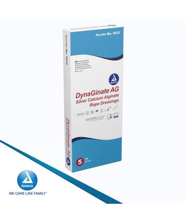 Dynarex DynaGinate AG Silver Calcium Alginate Rope Dressings - x12 | Premium Wound Care with Silver Ions | 5 Dressings per Box - Buy Internationally - Buy Online on GoSupps.com