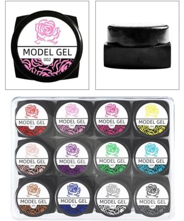 12 Colors/Set 3D Drawing Gel Nail Polish Nail Carved Gel Solid Carving Uv Gel Glue Soak Off Gel Polish Paste DIY 27rc - Sculpture Powder - Buy Online on GoSupps.com