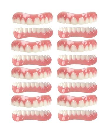 Xzlzmd dentures silica dentures silica gel cosmetic natural color temporary prosthesis teeth lnstant repair of cracked or missing dental prosthesis for men and women 8 pairs