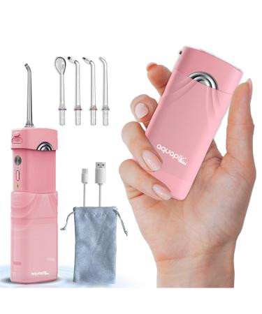 Aquapik mini oral shower portable and wireless.Contains 4 nozzles rechargeable IPX8 waterproof 5 usage modes with advanced pressure control system.Ideal for the whole family (pink) pink