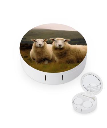Contact Lens Case Two White Sheep Portable Travel Contact Lens Box Contact Lens Storage Box