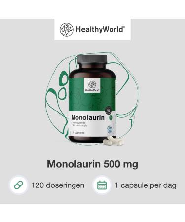 Be Healthy Group doo Monolaurin 120 Vegetable Capsules 500 mg per Daily Serving Natural Compound 4month supply Ester of Lauric Acid Body Support - Buy Online on GoSupps.com