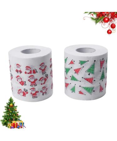 NUOBESTY Chrismas 2 Roll Christmas Toilet Paper Roll Tissue Napkin Santa Tree Pattern for Xmas Holiday Party Supplies Bathroom Decoration Colored Tissue Paper - Buy Online on GoSupps.com