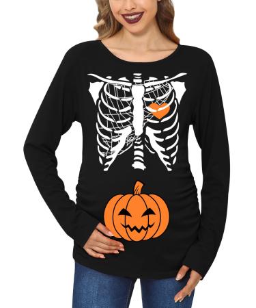For G and PL Halloween Women's Pregnancy Top Long Sleeve Maternity Funny Costume S-XXL XL Multicolored