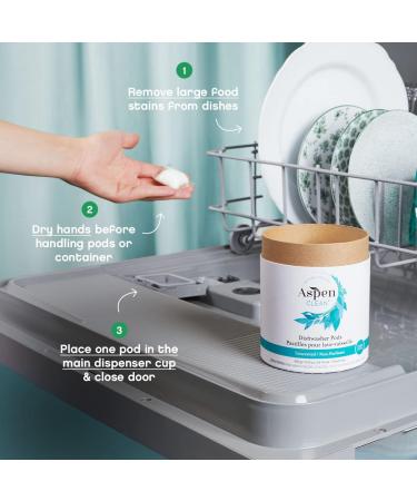 AspenClean Unscented Dishwasher Pods - New Eco-Friendly Packaging | Vegan & Natural Detergent | EWG Verified - 28 Count - Buy Online on GoSupps.com