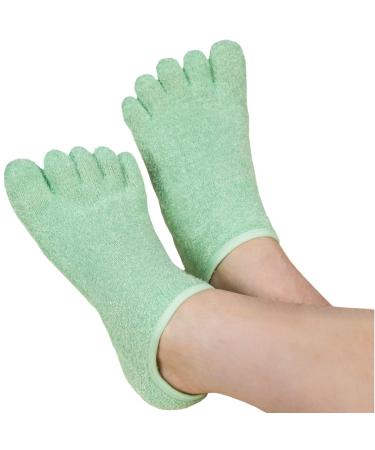 LE EMILIE 5 Toe Moisturizing Gel Socks | Perfect for Healing Dry Cracked Heels and Feet | Infused with Aromatherapy Blend of Lavender and Jojoba Oil | 1 Pair  Green Seafoam Green