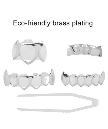 Buy Stylish Grillz Braces - Hip Hop Teeth Grill Set - Silver Hollow Coating Jewelry for Parties & Festivals - Buy Online on GoSupps.com