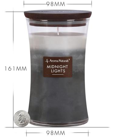 Aroma Naturals 3-Layer Scented Candle 21.52 oz - Large Natural Soy Wax Candle with Wooden Lid, Burns Up to 100 Hours - Midnight Lights Scent - Aromatherapy Candles - Buy Online on GoSupps.com