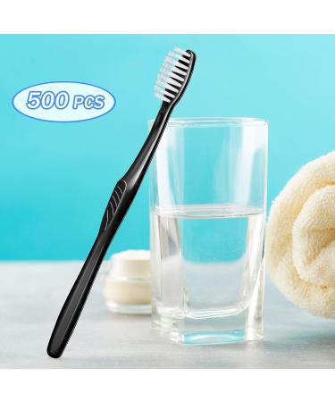 500 Pcs Individually Wrapped Disposable Toothbrushes - Soft Bristle Travel Toothbrush Set for Adults & Kids - Ideal for Oral Hygiene, Dental Care, Camping, Guestrooms, Schools, Hotels - Black - Buy Online on GoSupps.com