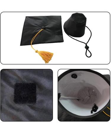 Pet Graduation Caps with Neck Tie Dog Tassel Cap Black Polyester Pet Cap for DIY Dogs Cats Holiday Costume Accessory - Buy Online on GoSupps.com