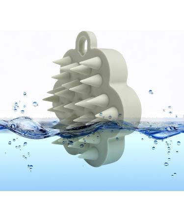 Silicone Shampoo Brush - Portable Scalp Massager & Shower Hair Scrubber for Men - Flexible Bristles for Wet & Dry Hair - Light Gray - Buy Online on GoSupps.com