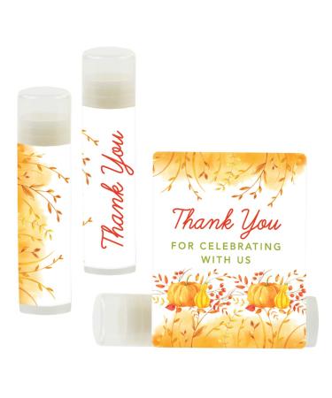 Andaz Press Fall Autumn Leaves Golden Harvest Pumpkin Party Lip Balm Chapstick Party Favors Thank You for Celebrating with US 12-Pack Decor Ideas Thank You for Celebrating Lip Balm