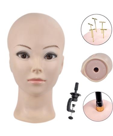 ERSIMAN Bald Training Head for Wigs | Cosmetic Manikin Doll Head with Free Clamp C02 - Ideal for Styling and Display - Buy Online on GoSupps.com