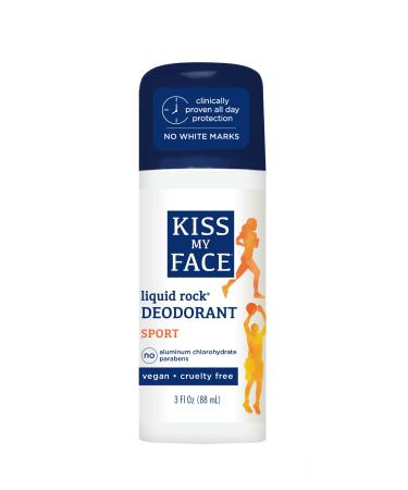 Kiss My Face Liquid Rock Roll-On Deodorant  Sport  Aluminum Chlorohydrate Free Deodorant For Women And Men  With Added Willow Bark and Mineral Crystal Salts  3 Oz Roll On Sport 3 Fl Oz (Pack of 1)