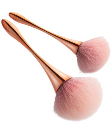 BEATURE 2 Pieces Large Mineral Powder Brushes, Soft Fluffy Makeup Brushes for Foundation, Blush and Highlighter, Professional Makeup Set for Blending, Buffing, Contour Formation (Rose Gold)