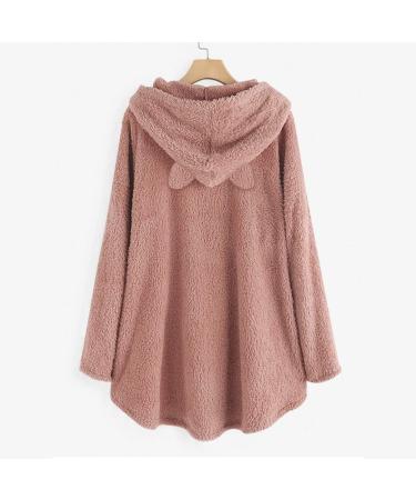 Bigfanshu Womans Tops Fleece Cat Ear Plus Size Long Sleeve Hoodie Pocket Top Sweater Blouse Pink - Buy Online on GoSupps.com