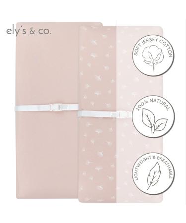 Elys & Co. Changing Pad Covers 2-Pack - 100% Jersey Cotton for Baby Girl - Rosewater Pink Design - Buy Online on GoSupps.com