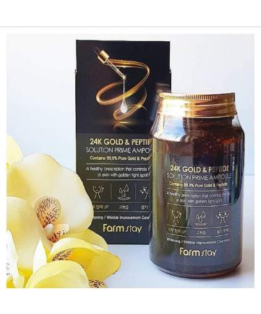 Farmstay 24K Gold & Peptide Prime Ampoule 250ml - Whitening & Wrinkle Improvement | Korean Cosmetics - Buy Online on GoSupps.com