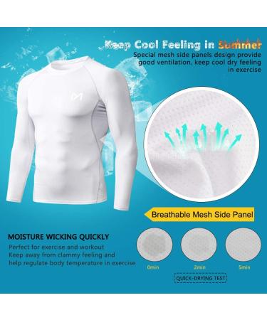 MEETYOO Men's Compression Long Sleeve Athletic Shirt - White | Medium Size - Buy Online on GoSupps.com