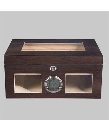 Cigar Box with Hygrometer Glass Top Holds 120 Cigars Double Layer Professional - Buy Online on GoSupps.com