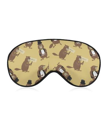 Lovely Marmot Gentlemen Sleep Mask Eye Cover for Sleeping Blindfold with Adjustable Strap Blocks Light Night Travel Nap for Men Women