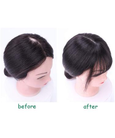 LXUE Realistic Crown Hairpieces with Bangs - Human Hair Clip-in Topper for Women with Hair Loss - 8 Dark Brown 20cm Hairpiece - Buy Online on GoSupps.com