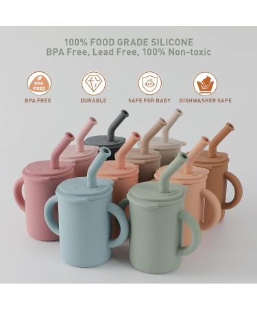 Topgomes Toddler Straw Cup - 5 oz Food Grade Silicone Training Cup with 2 Handlers, Unbreakable, BPA Free - Sage - Buy Online on GoSupps.com
