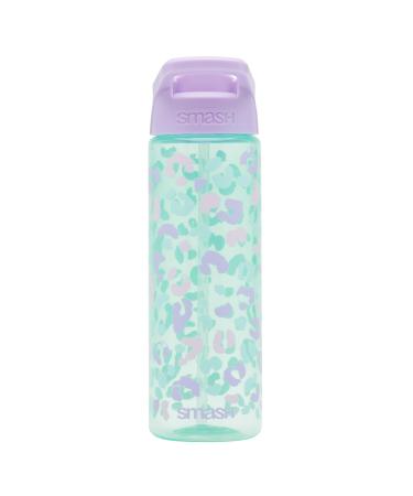 Leopard Water Bottle with Straw 700ml - Light Blue 700ml Leopard- Light Blue