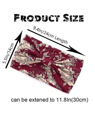 Aceorna Boho Headbands - 3 Pcs Wide Knotted Stretch Hairbands for Women and Girls - Floral Yoga Head Wraps - Buy Online on GoSupps.com