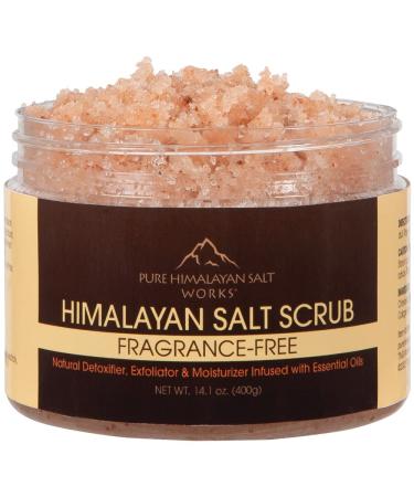 Pure Himalayan Salt Works Himalayan Salt Scrub  Natural Detoxifier  Exfoliator & Moisturizer  Body And Face Scrub  Fragrance-Free  14.1 Oz Fragrance Free