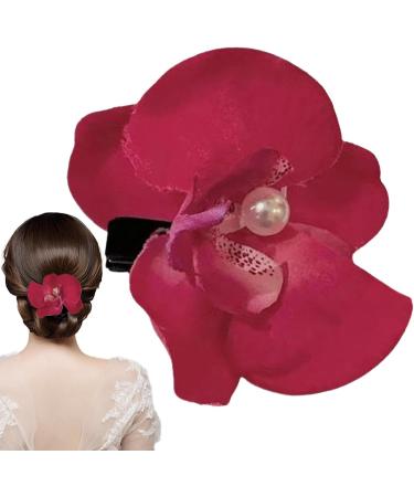 Orchid Hair Clip - Orchid Hairpin Barrette Flower Hair Pins Headwear - Hawaii Flower Hair Clip Headdress Pins Beach Seaside Holiday Women Girl Hair Accessories Red - Buy Online on GoSupps.com