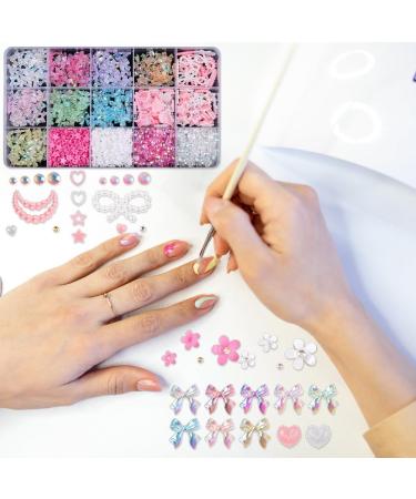 Nail Art 1000 Pieces Charms and Beads Nail Bows Charm Star Heart Moon Cute Nail Jewels for DIY Decoration - Buy Online on GoSupps.com